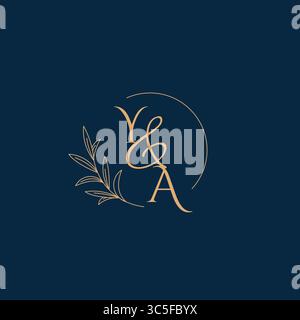 YA Initial Wedding Monogram Logo with Minimalistic Style vector graphic Stock Vector