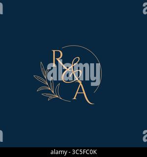 RA Initial Wedding Monogram Logo with Minimalistic Style vector graphic Stock Vector