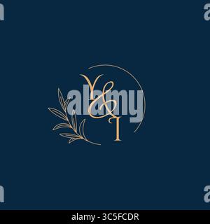 YI Initial Wedding Monogram Logo with Minimalistic Style vector graphic Stock Vector