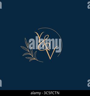 YV Initial Wedding Monogram Logo with Minimalistic Style vector graphic Stock Vector
