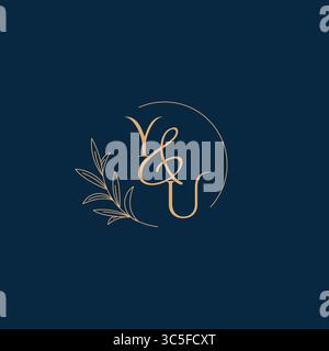 YU Initial Wedding Monogram Logo with Minimalistic Style vector graphic Stock Vector