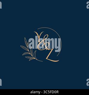 YZ Initial Wedding Monogram Logo with Minimalistic Style vector graphic Stock Vector