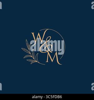 WM Initial Wedding Monogram Logo with Minimalistic Style vector graphic Stock Vector
