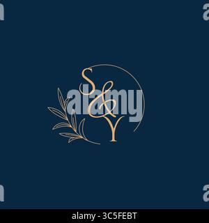 SY Initial Wedding Monogram Logo with Minimalistic Style vector graphic Stock Vector