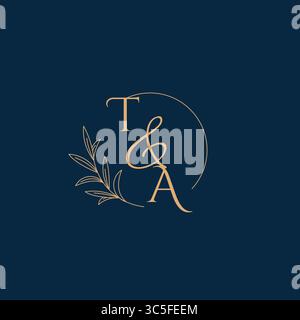 TA Initial Wedding Monogram Logo with Minimalistic Style vector graphic Stock Vector