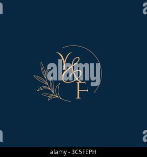 YF Initial Wedding Monogram Logo with Minimalistic Style vector graphic Stock Vector