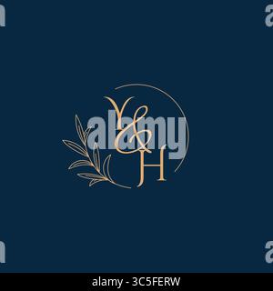 YH Initial Wedding Monogram Logo with Minimalistic Style vector graphic Stock Vector