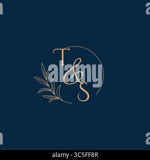 TS Initial Wedding Monogram Logo with Minimalistic Style vector graphic Stock Vector