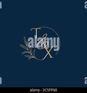 TX Initial Wedding Monogram Logo with Minimalistic Style vector graphic Stock Vector
