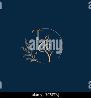 TY Initial Wedding Monogram Logo with Minimalistic Style vector graphic Stock Vector