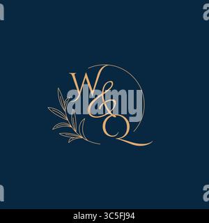 WQ Initial Wedding Monogram Logo with Minimalistic Style vector graphic Stock Vector