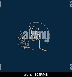 YL Initial Wedding Monogram Logo with Minimalistic Style vector graphic Stock Vector