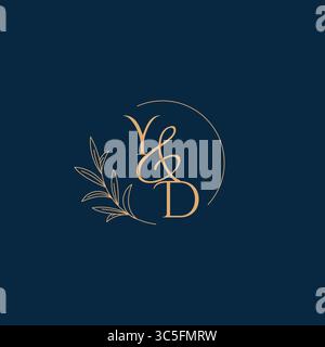YD Initial Wedding Monogram Logo with Minimalistic Style vector graphic Stock Vector