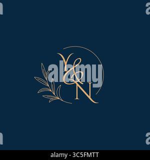 YN Initial Wedding Monogram Logo with Minimalistic Style vector graphic Stock Vector