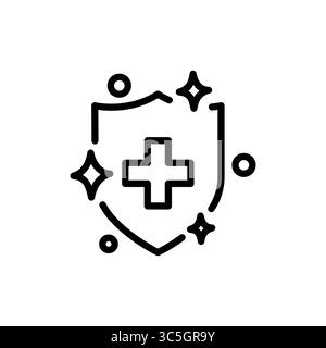 Sterile, health protection outline icon. Healthy, medical defense shield sign symbol Stock Vector