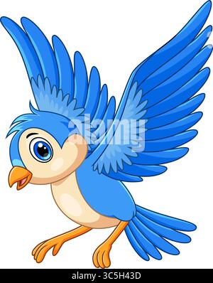 Cute bird cartoon flying. cartoon cute little bird flying on white background Stock Vector