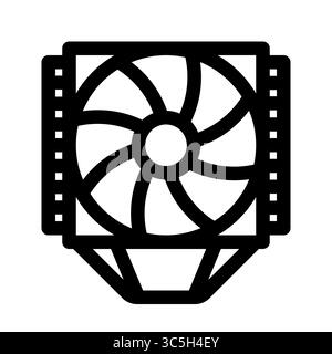 CPU tower cooler icon. Air CPU cooler PC hardware component. Outline style. 48x48 px Stock Vector