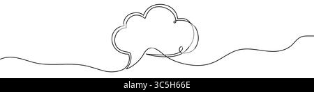 Black cloud in one line art style. Cloud drawing with editable stroke on white background. Vector illustration. Stock Vector