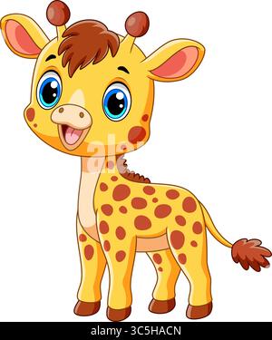 Cute cartoon Baby Giraffe. Illustration of Cartoon Cute Baby Giraffe on white background Stock Vector