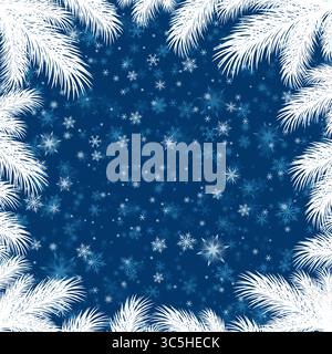The square frame with branches of pine tree. Stock Vector