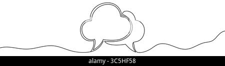 Black cloud in one line art style. Cloud drawing with editable stroke on white background. Vector illustration. Stock Vector