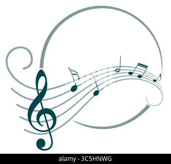 The stylized blue frame with music notes. Stock Vector