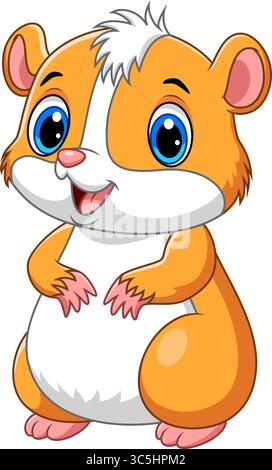 Illustration of Cute little hamsters cartoon on white background Stock Vector