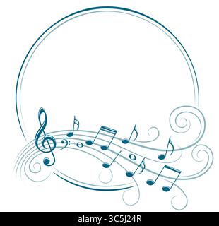 The stylized blue frame with music notes. Stock Vector