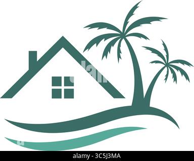 Summer beach logo design illustration Stock Vector