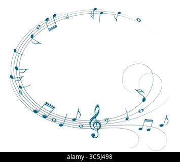 The stylized blue frame with music notes. Stock Vector