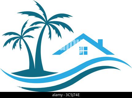 Summer beach logo design illustration Stock Vector