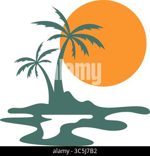 Summer beach logo design illustration Stock Vector