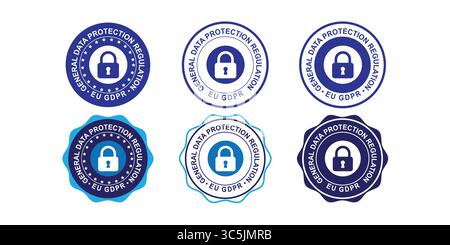 GDPR Compliance Badge Icons for Data Protection and Privacy Assurance Stock Vector
