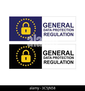 General Data Protection Regulation Labels for GDPR Compliance and Security Stock Vector