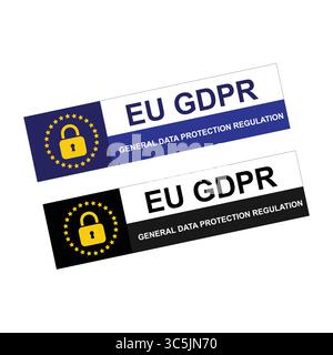 EU GDPR Compliance Labels for Privacy Policy and Data Security Stock Vector