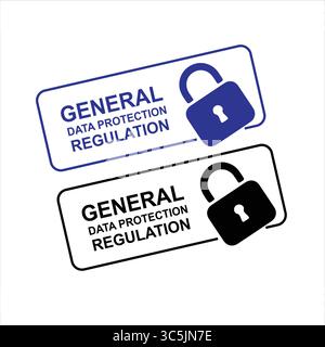 General Data Protection Regulation Labels with Padlock Icons for Compliance Stock Vector