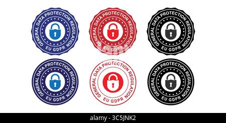 General Data Protection Icons for GDPR Security and Privacy Labels Stock Vector