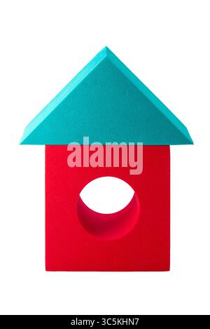 House by toy bricks, home icon graphic concept, isolated on white with clipping path included Stock Photo