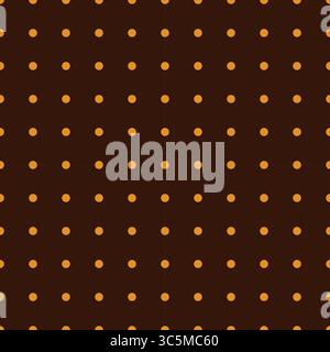 Abstract seamless pattern with gold polka dots on dark brown background. Stock Vector
