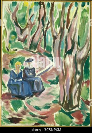 ‘Two Women in the Woods at Ekely’ (1920-23) by Edvard Munch is a