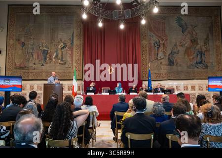 Rome, Rm, Italy. 30th July, 2025. The Sala Regina in Palazzo Montecitorio hosts the conference ''Iran after the war: prospects for change and the role of organized resistance. (Credit Image: © Marco Di Gianvito/ZUMA Press Wire) EDITORIAL USAGE ONLY! Not for Commercial USAGE! Stock Photo