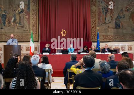 Rome, Rm, Italy. 30th July, 2025. The Sala Regina in Palazzo Montecitorio hosts the conference ''Iran after the war: prospects for change and the role of organized resistance. (Credit Image: © Marco Di Gianvito/ZUMA Press Wire) EDITORIAL USAGE ONLY! Not for Commercial USAGE! Stock Photo