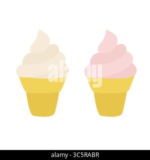 ice cream cone emoji symbol sign icon vector illustration isolated flat Stock Vector