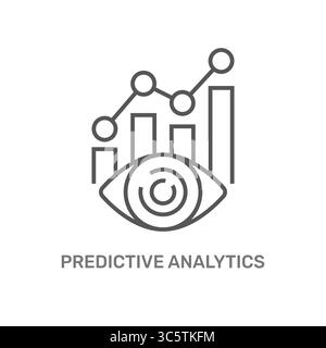 Represents predictive analytics, symbolizing data analysis with graphs and an eye for forecasting trends. It reflects the process of using data to pre Stock Vector