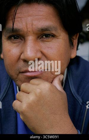 April 11, 2006, Huron, Ca, USA: HURON, CA- APRIL 12; Enrique (not his real name) , is a 35 year old undocumented farmworker from Mexico. To reach California, he paid a coyote $1200 and endured three straight days walking in the Arizona desert. His home, which was donated, is an overcrowded and moldy trailer. He is one of the lucky immigrants- others in town have to pay up to $400 a month for similar accomodations, with no running water or bathroom facilities. Although it is damp and cramped, he prefers the privacy over living in a shared room at the labor camps in town. About 39 percent of Hur Stock Photo