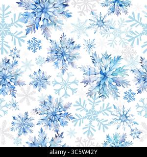 Seamless background watercolor snowflakes . hand drawing. Not AI, Vector illustrations Stock Vector