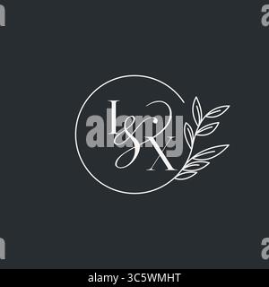 Wedding monogram initial IX design in an elegant and minimal style with circular lines and leafy branches vector graphic Stock Vector