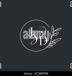 Wedding monogram initial JD design in an elegant and minimal style with circular lines and leafy branches vector graphic Stock Vector