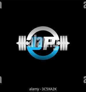 Fitness Gym Logo Initial Letter DP with Dumbbell and Circle vector graphic Stock Vector