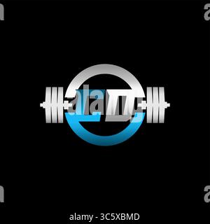 Fitness Gym Logo Initial Letter CD with Dumbbell and Circle vector graphic Stock Vector